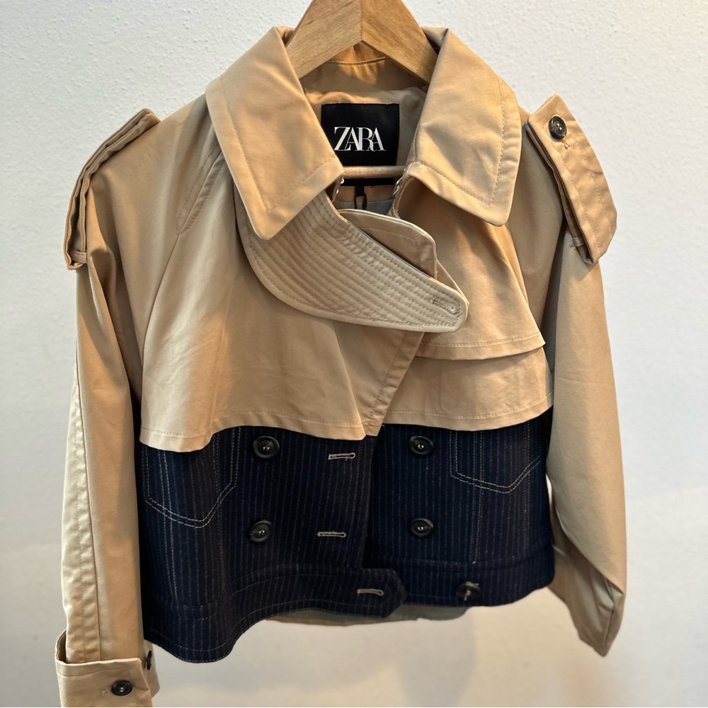 Zara Women's Short Contrasting Trench Size XS